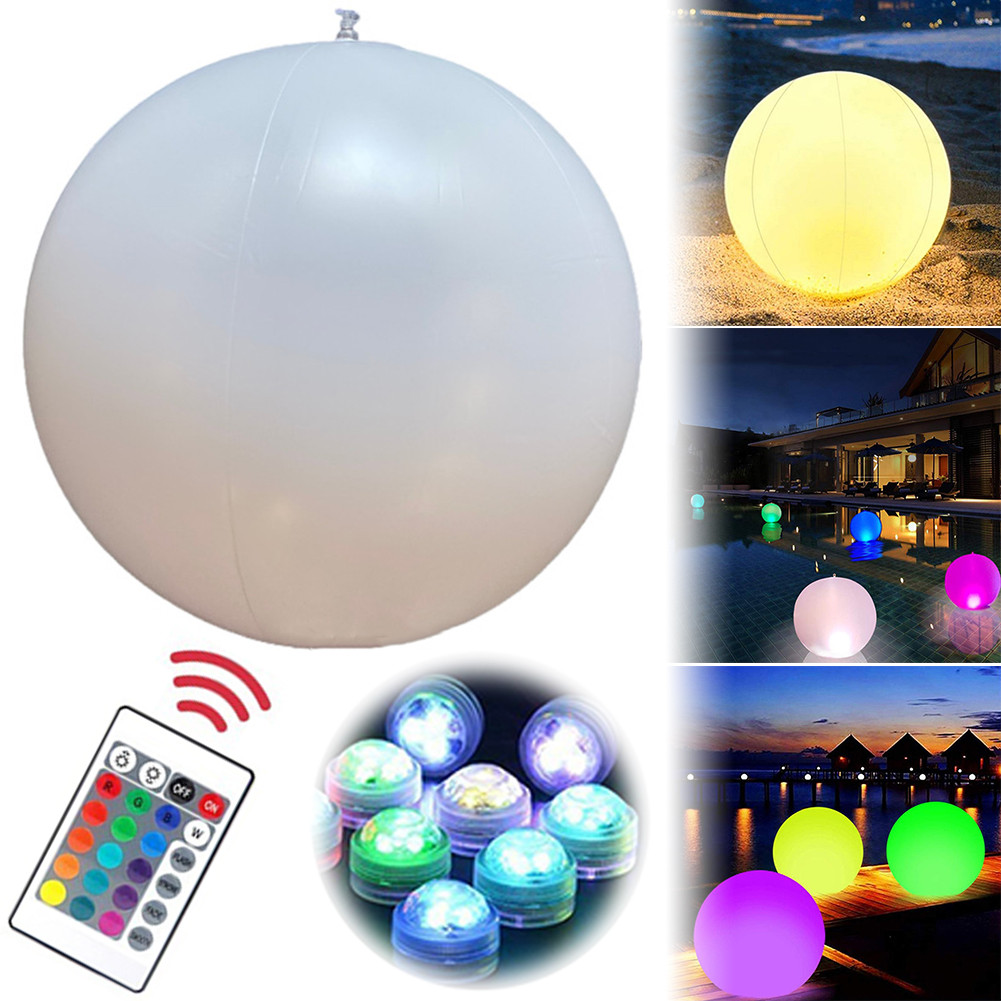 LED Glowing Balloon Luminous Bouncy Ball Remote Control Swimming Pool ...