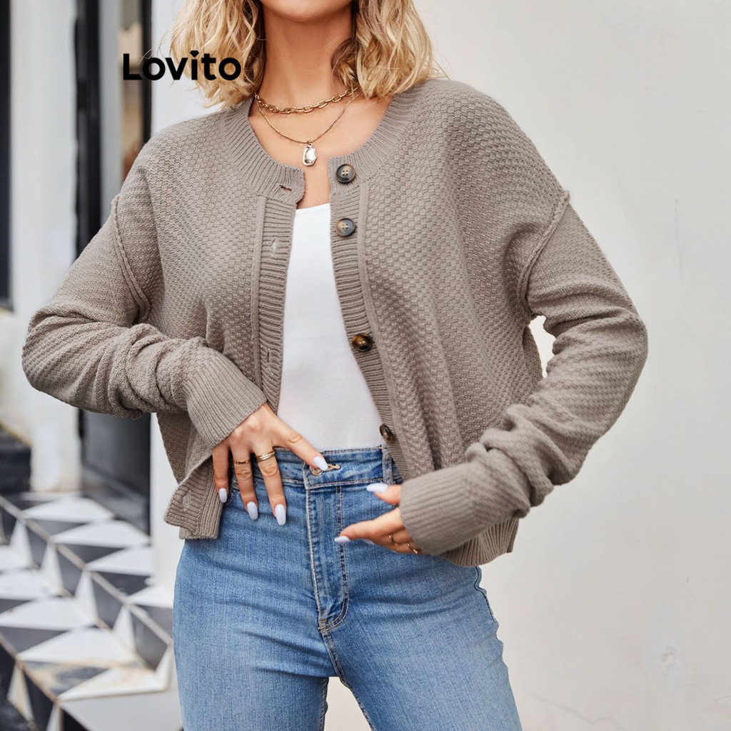 Lovito Elegant Plain Short Cardigan Cardigans para sa Babae LNL51231 ...