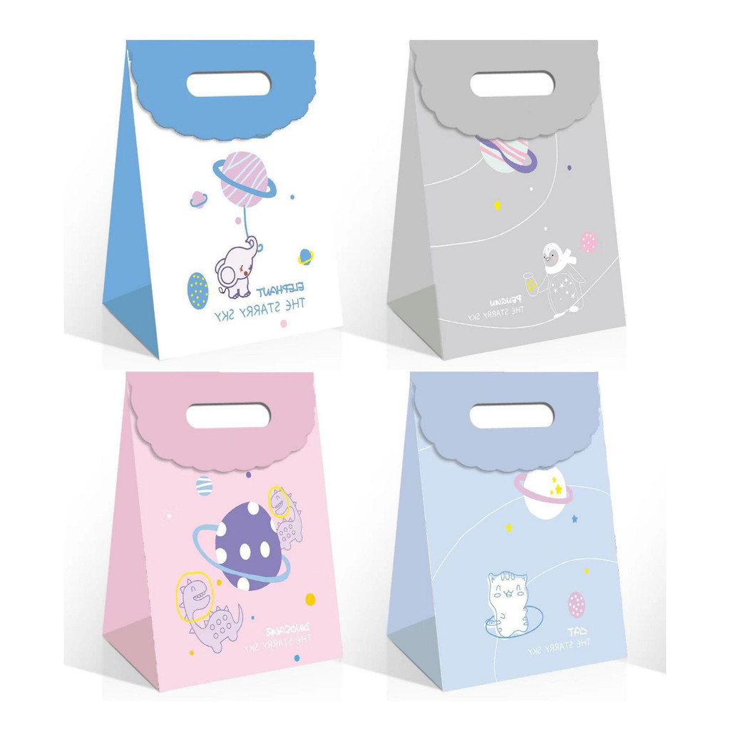 Paper Bag Ribbon Close Small Paperbag Adhesive HBD Animal Gift Gift ...