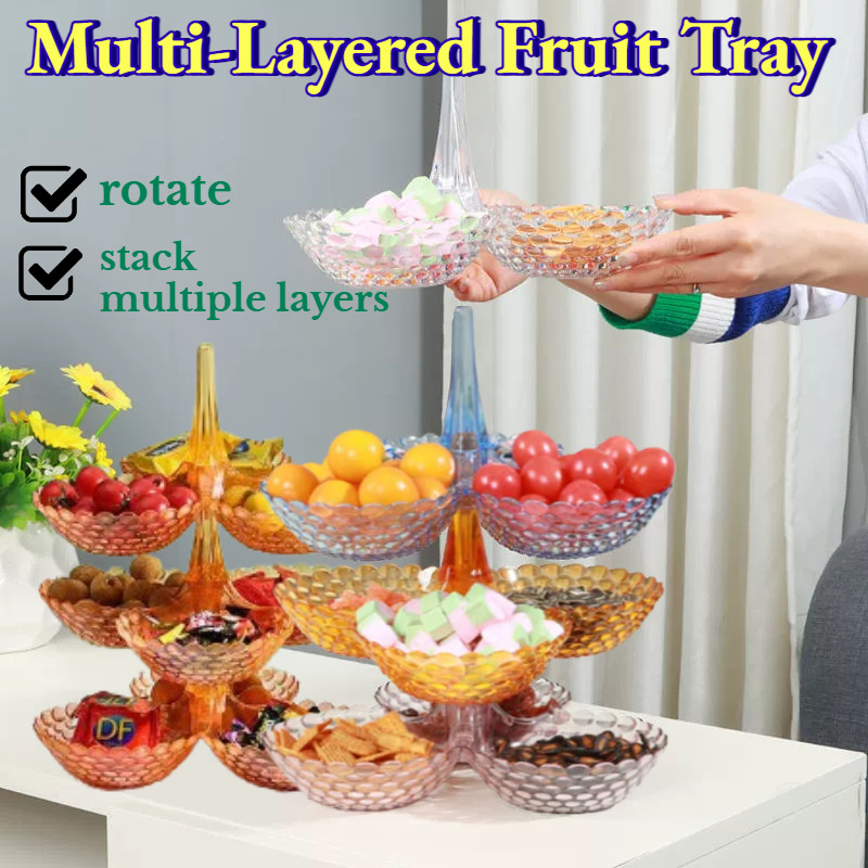 Multi-Layered Fruit Tray Stackable Dining Table Snack Candy Transparent ...