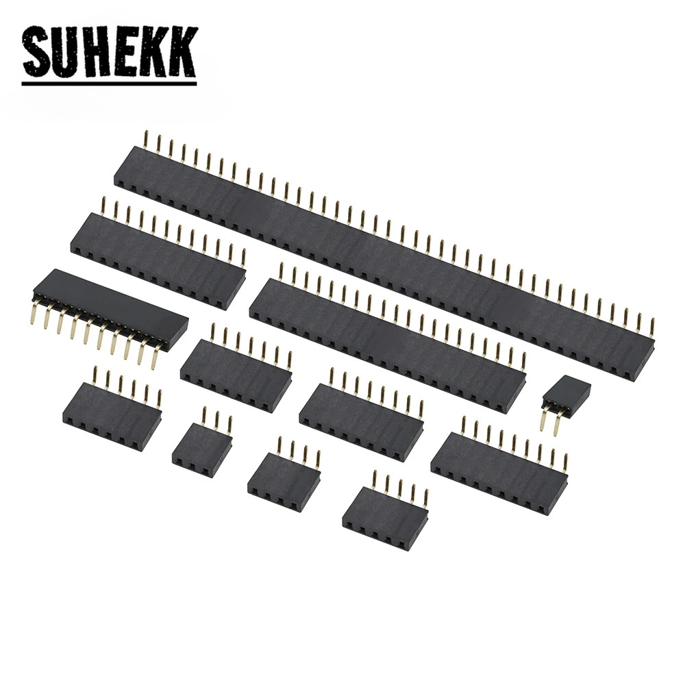 10PCS 1X/2/3/4/5/6/8/10/40 PIN Single Row Right Angle FEMALE PIN HEADER ...