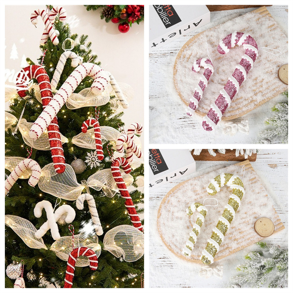 Candy Cane Christmas Decorations for Tree - Pink White Fabric Wrapped ...