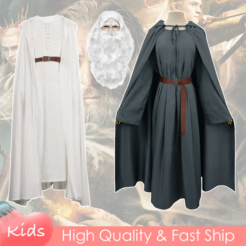 The Lord of the Rings Wizard Gandalf Cosplay Costume Hobbit White Green ...