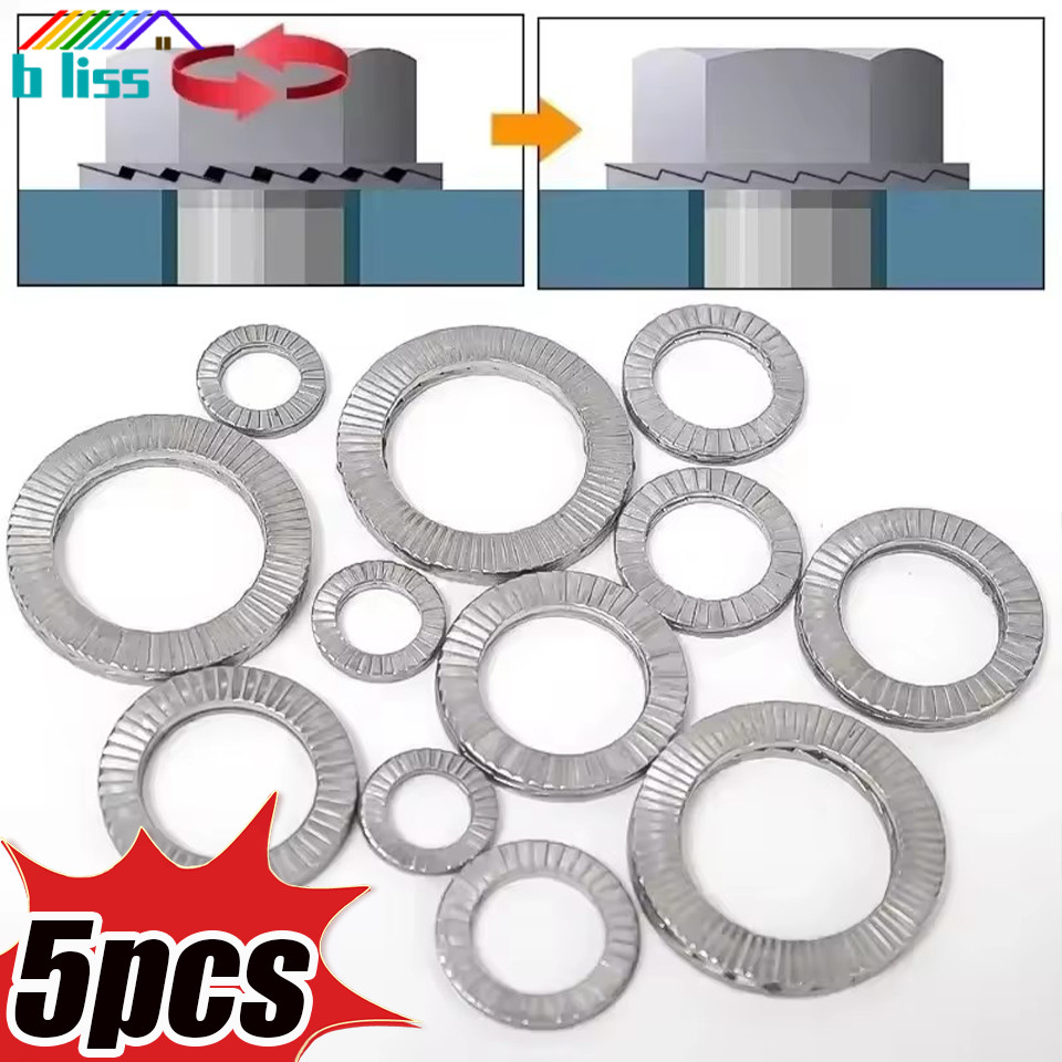 5Pcs 304 Stainless Steel Wedge Lock Washers Double Stacked Self-Locking ...
