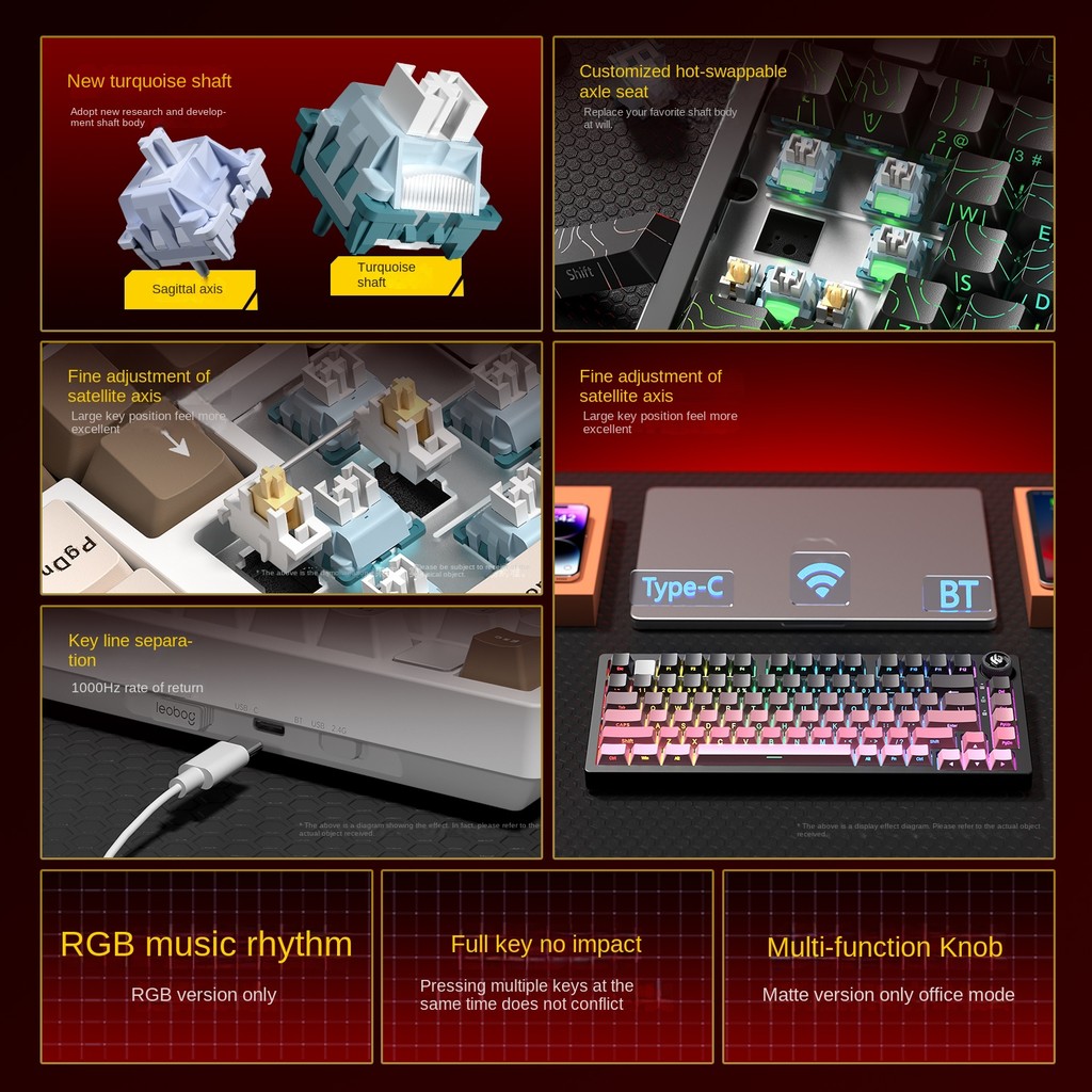 LEOBOG Hi75C Tri-Mode Wireless Gaming Desktop Computer Office ...