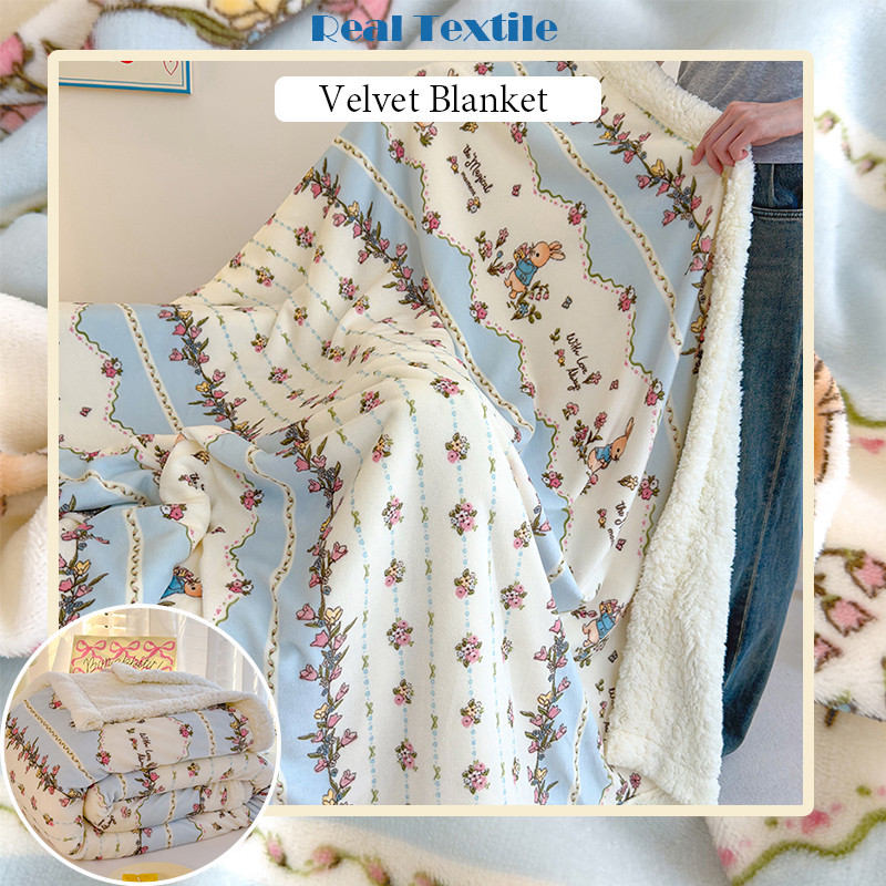 Blue velvet blanket red rose keen small blankets INS/IG popular cute ...