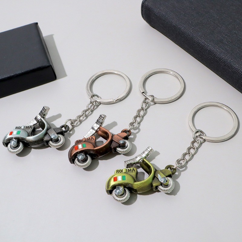Mini 3D Electric Motorcycle Keychain Vintage Scooter Keyring Backpack ...