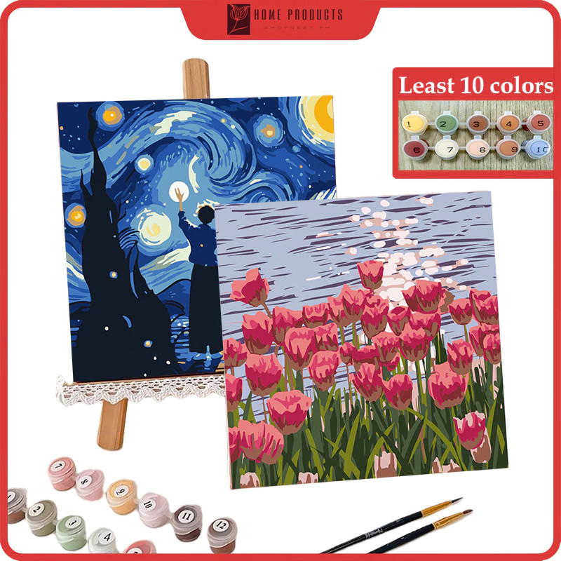 Digital Oil Paint By Numbers 20x20cm Canvas Frame Number Painting Home ...