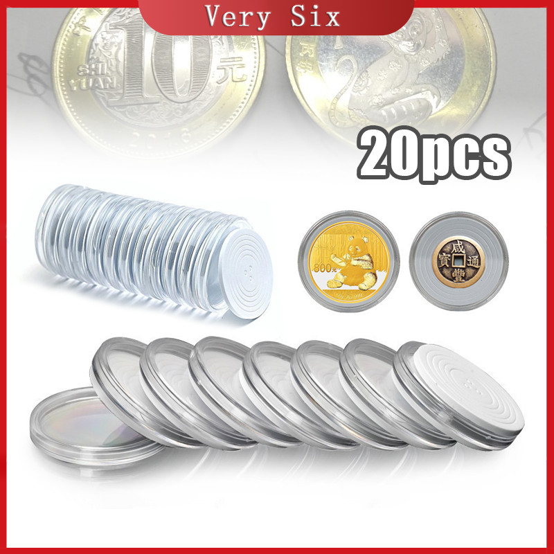 20Pcs 45mm Coin Capsule Container Clear Plastic Coin Collection Case ...