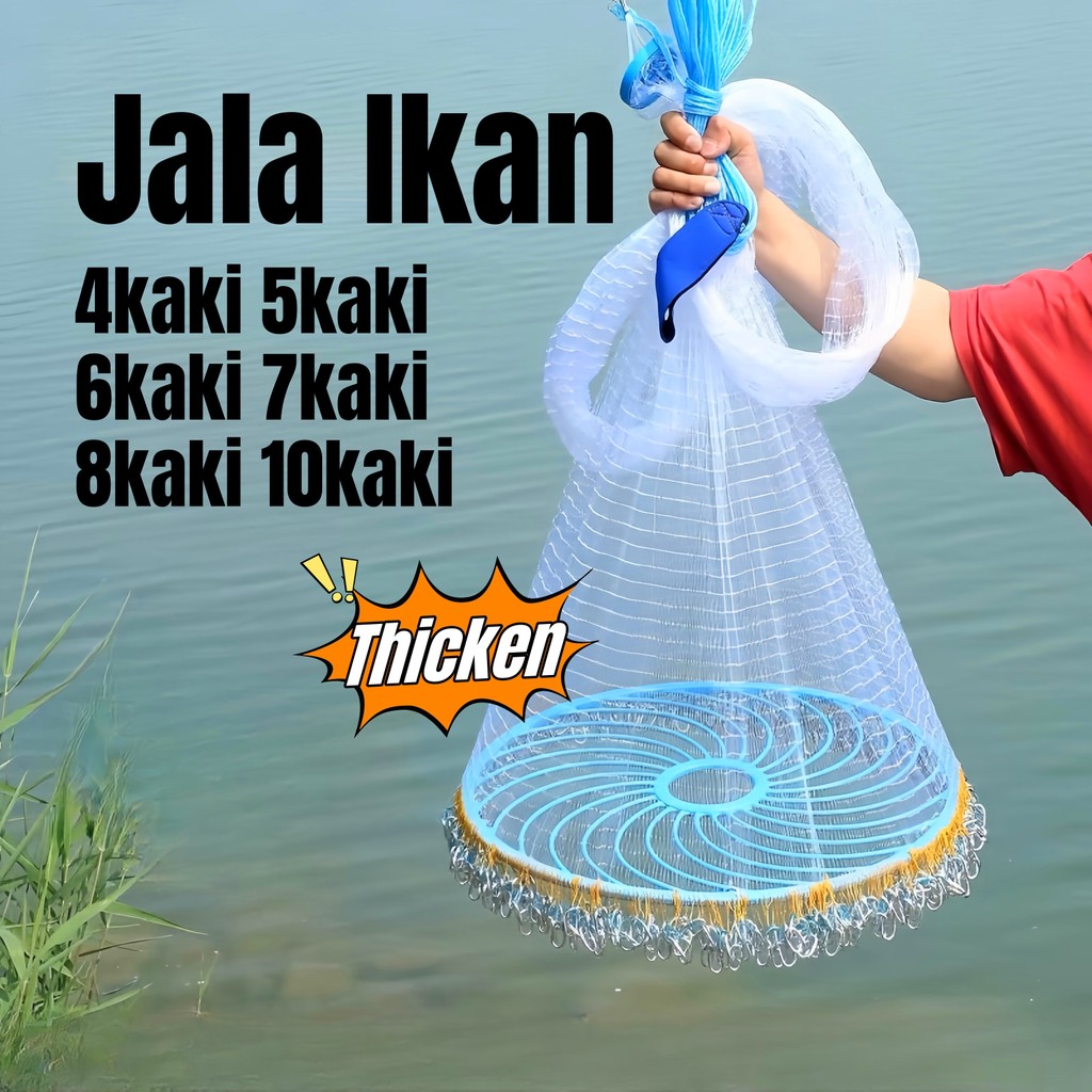 Jala Ikan Hand Casting Net Frisbee Fishing Net Cast Net Jaring Ikan ...