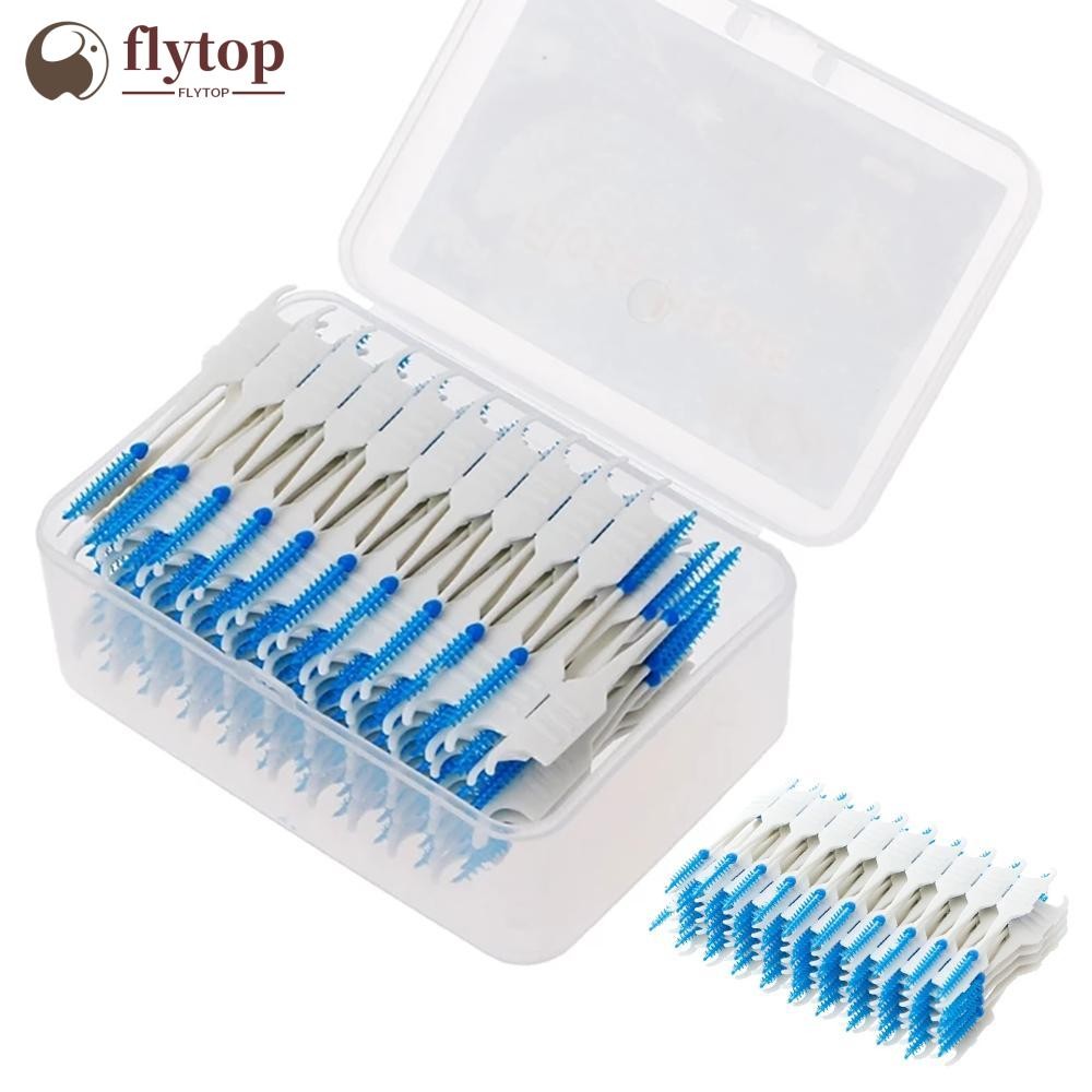 FLYTOP 120Pcs Double Floss Head Interdental Teeth Stick Brush Oral ...