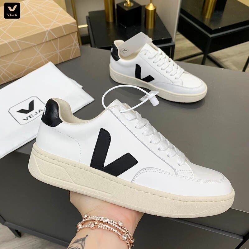 Original VEJA V12 Genuine Leather Men and Women Top Quality Platform Skateboarding Shoes V