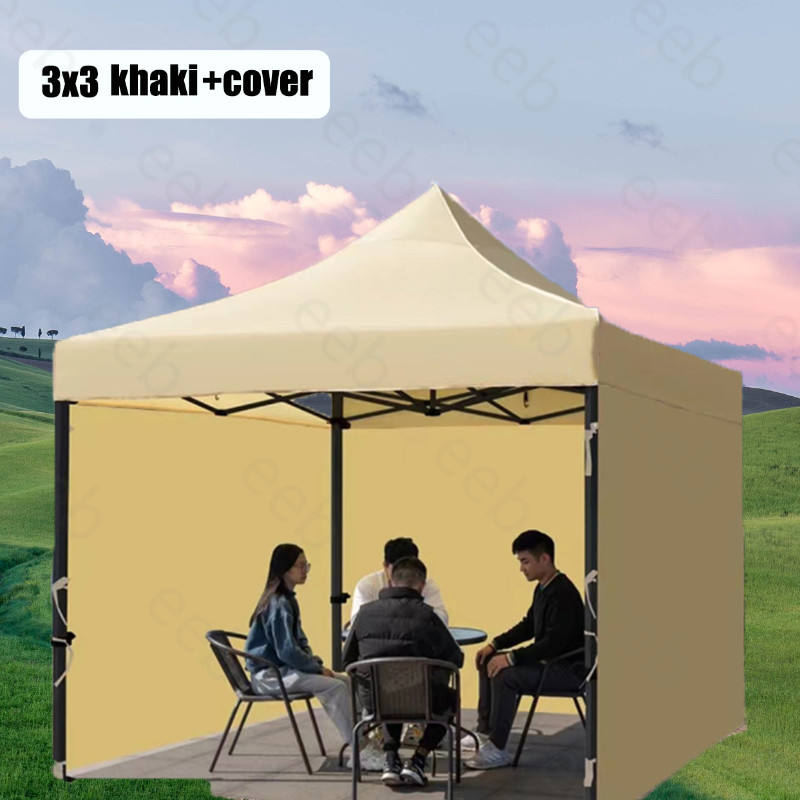 Khaki Tent Retractable Tent 3x3 Khaki With Side Cover And Door