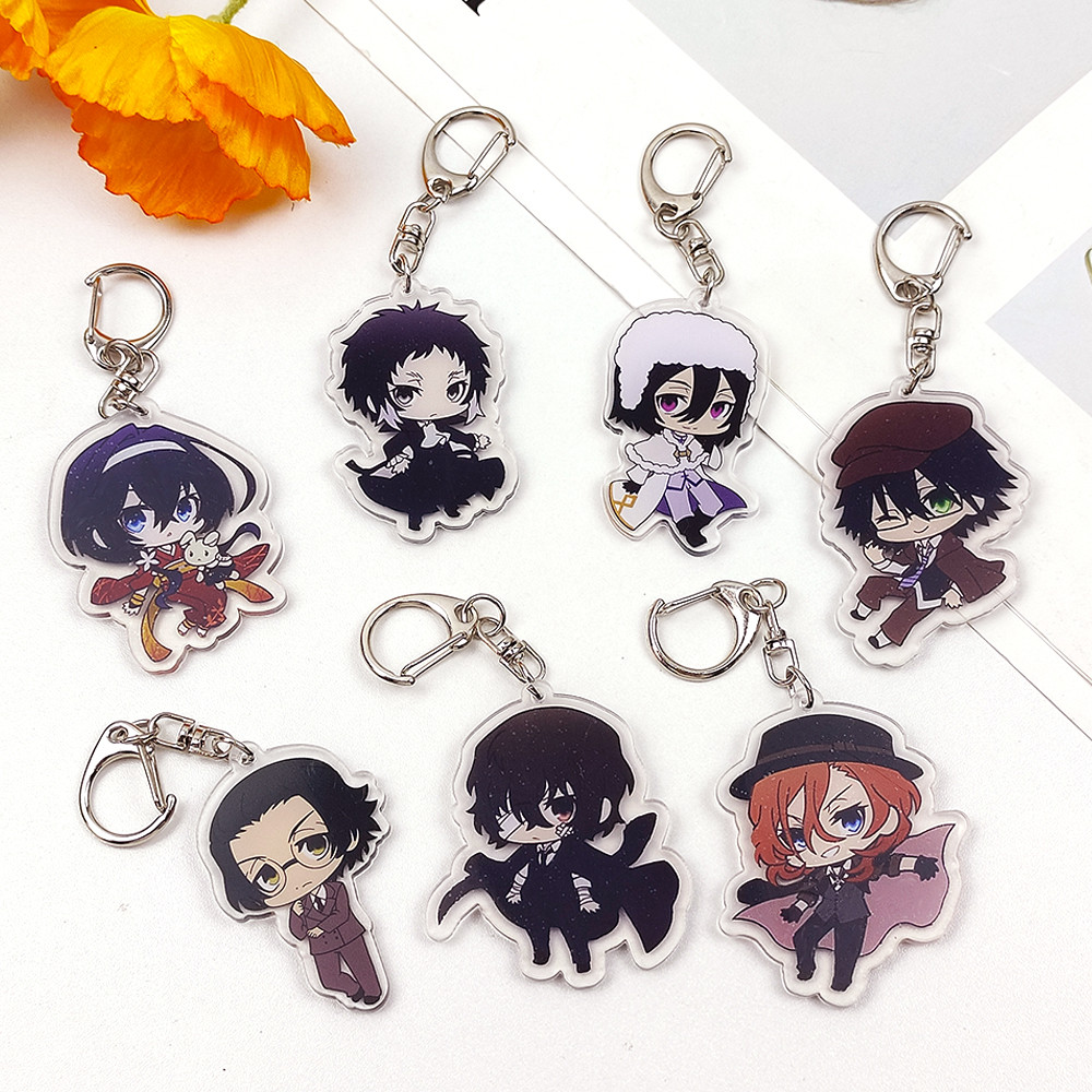 Fashion Anime Bungo Stray Dogs Acrylic Keychains Double Sides Character ...