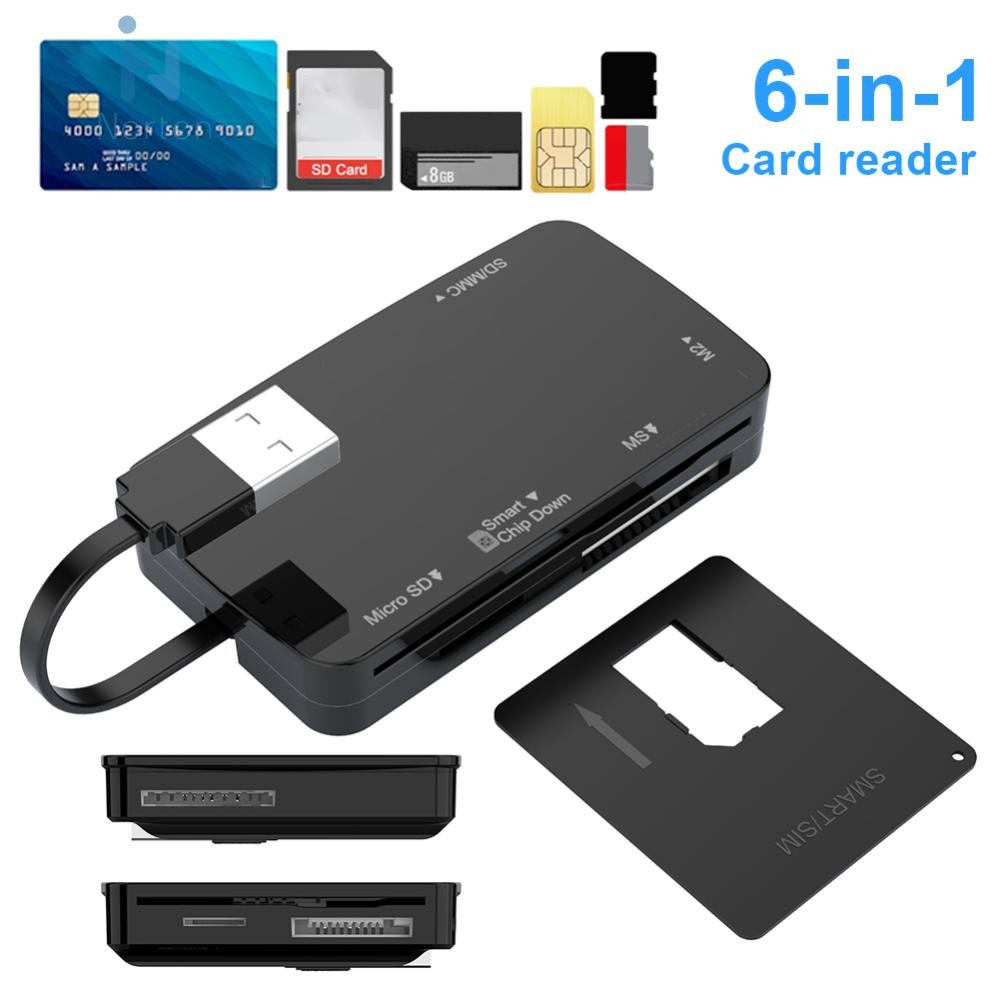 6 in 1 USB2.0 Smart Card Micro SD MS M2 SD/MMC Card Reader 480Mbps for ...