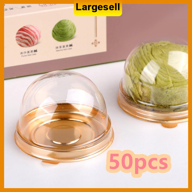 50Pcs Clear Dome Cupcake Box Disposable Single Mooncake Box Round ...