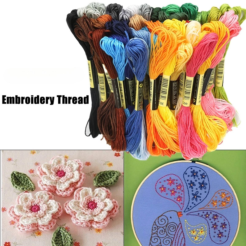 24 Colors Embroidery Thread Set Cross Stitch Cotton Sewing Skeins Floss ...