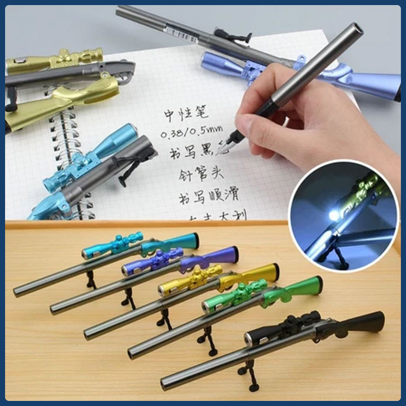 3PCS LED Light Luminous Gel Pen Creative Sniper Rifle Shape Gel Pen ...