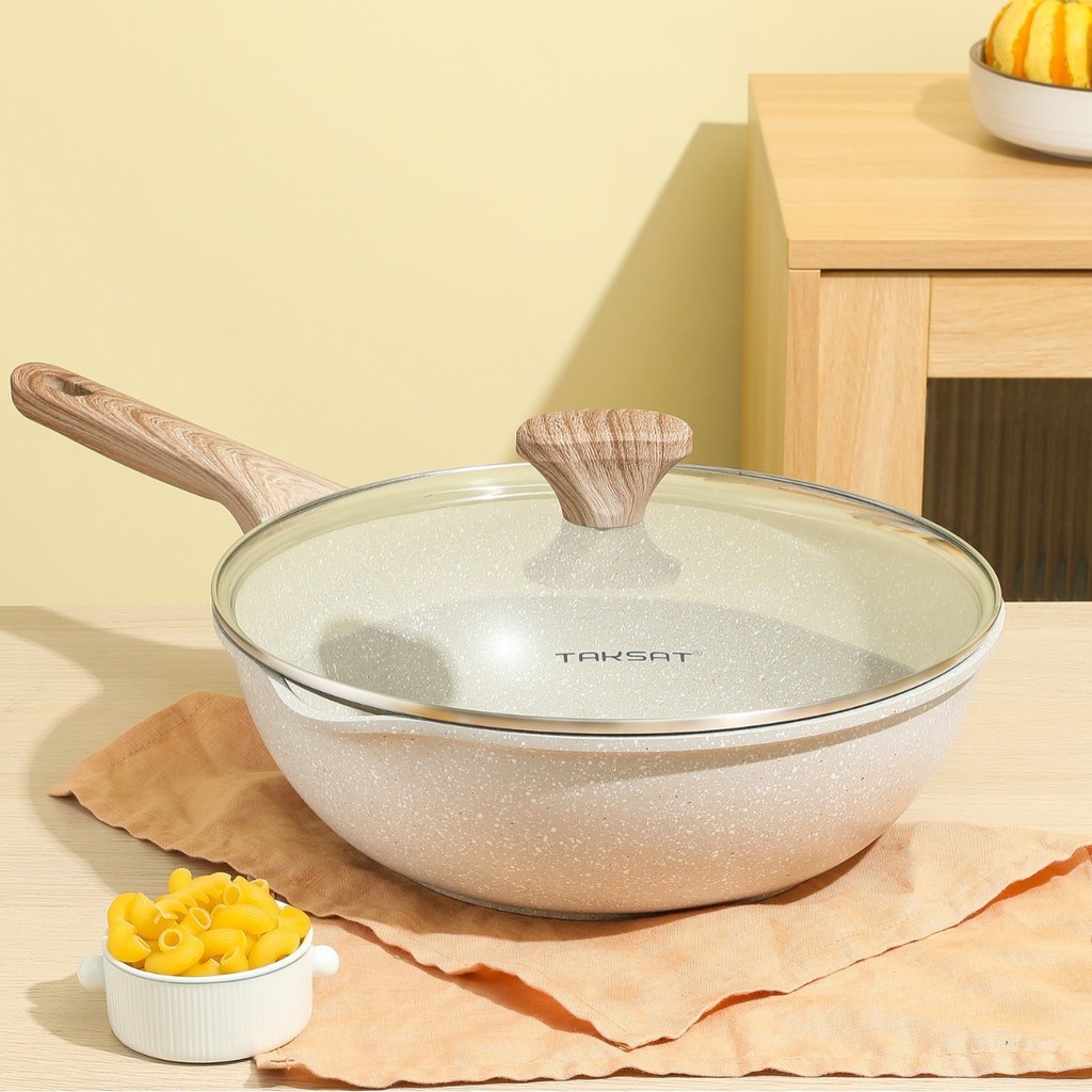 Medical Stone NonStick Pan SmokeFree Frying Pan Flat Bottom Deep