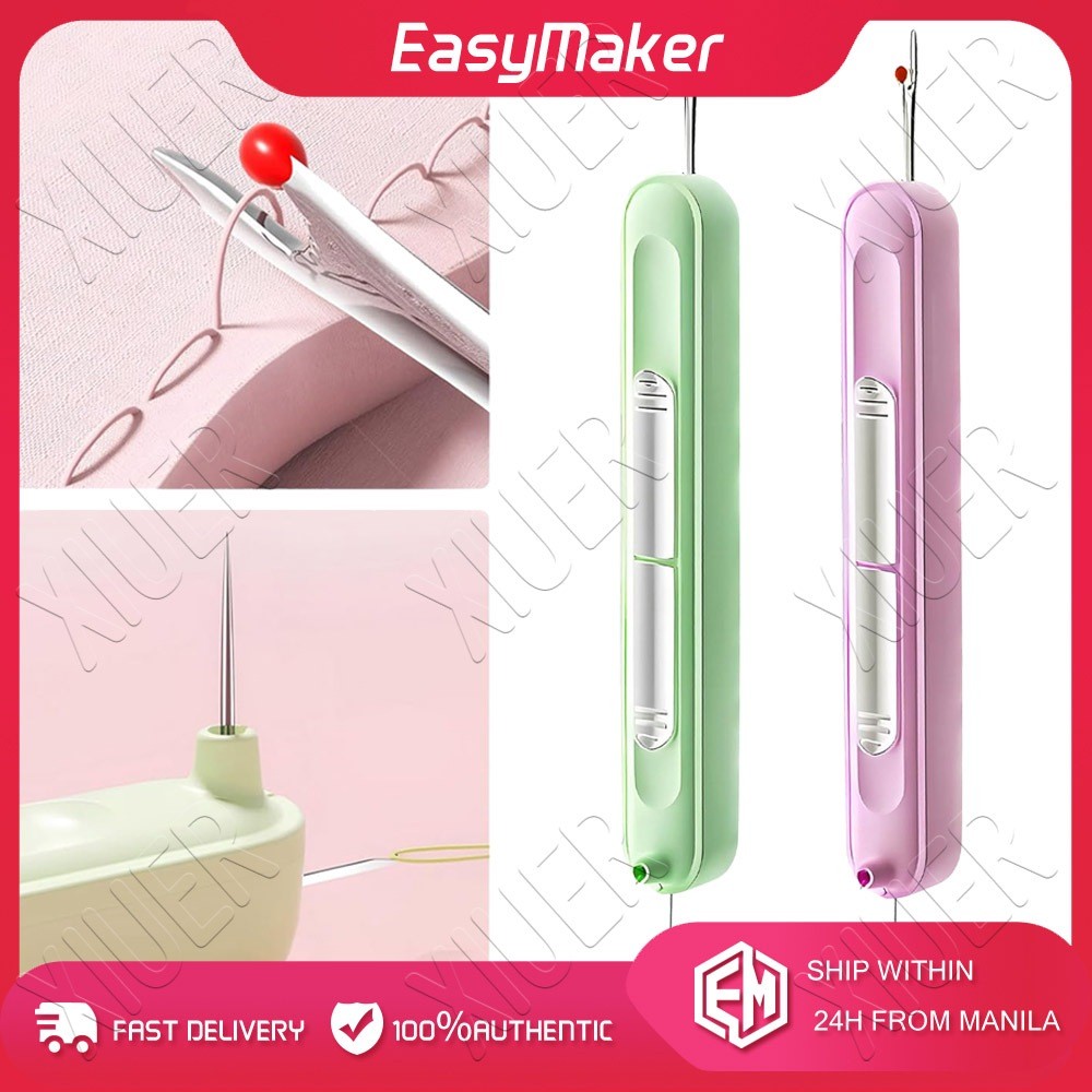 Plug-in 2-in-1 Needle Threader & Seam Ripper Tool Stretchable Easy Seam ...