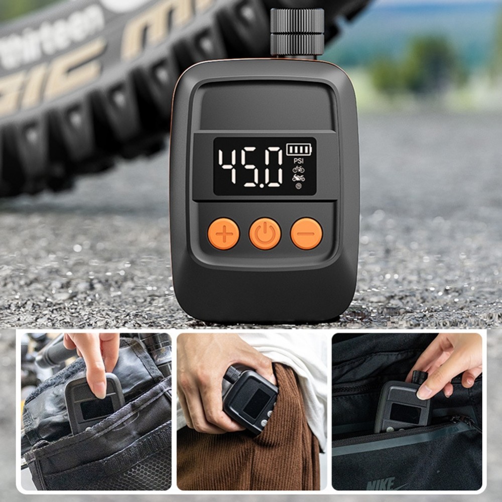 Mini Electric Bike Tire Inflator Compact Design with Built In Gauge ...
