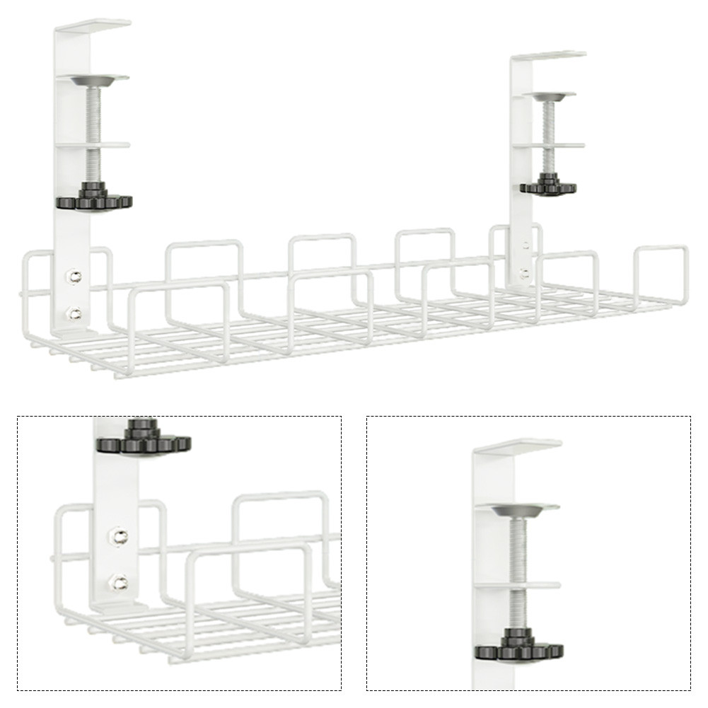 Under Table Storage Rack Cable Management Tray Desk Socket Holder Wire ...