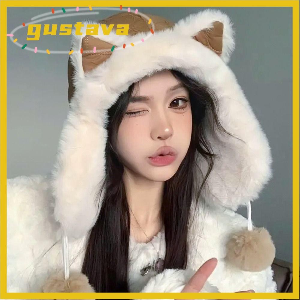 GUSTAVA Bomber Hat, Ear Protection Plush Winter Cap, Outdoors Thick ...