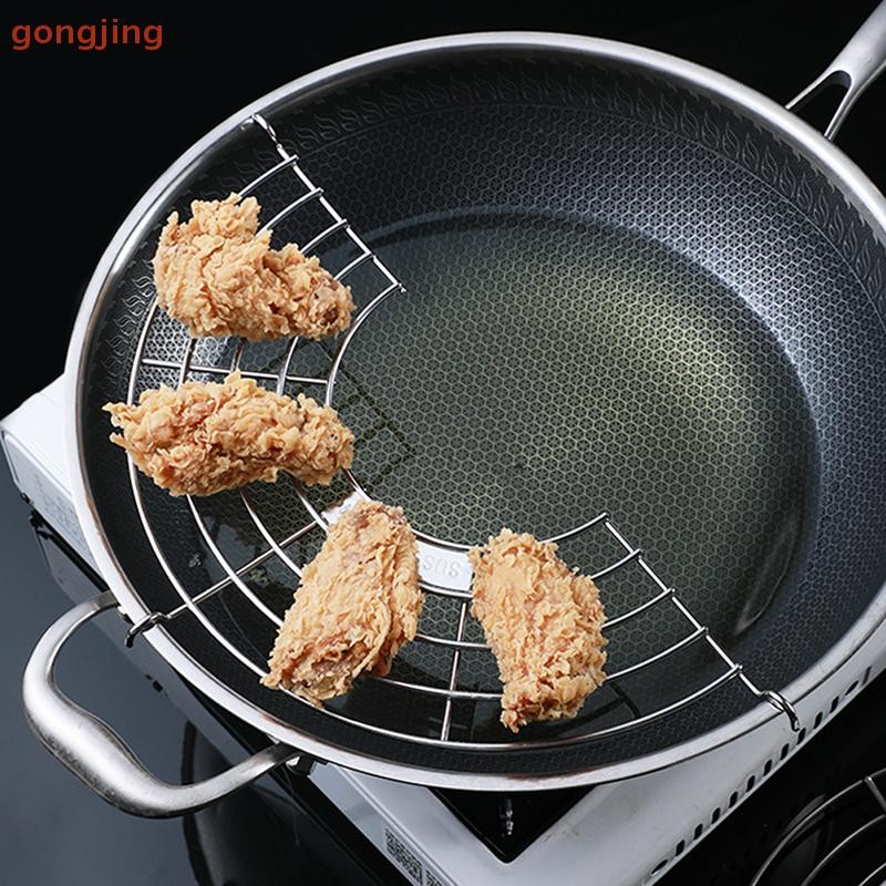 Go 304 Stainless Steel Thick Wire Semicircle Frying Pan Drainage Steam ...