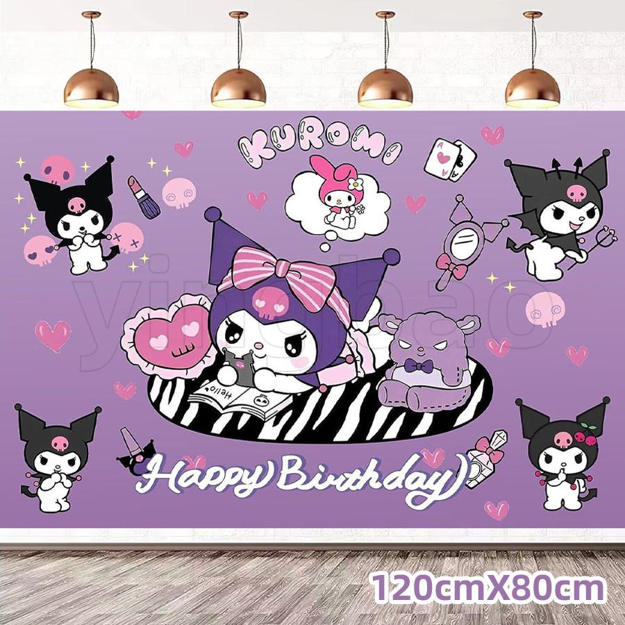 Kuromi Theme Party Backdrops Girl Kids Happy Birthday Decoration ...