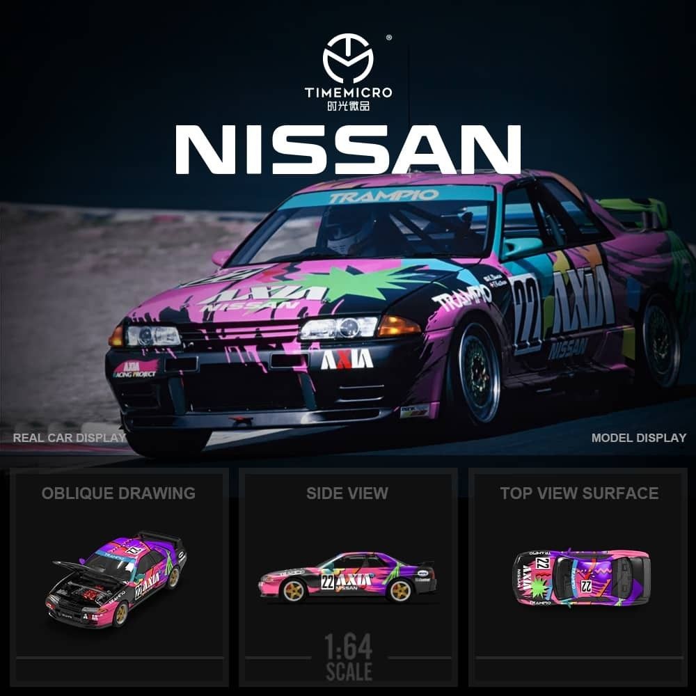 TIME MICRO 1/64 Nissan Skyline GT-R R32 AXIA Racing Team Black Open ...