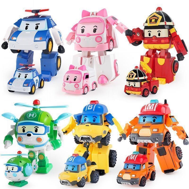 Full Set Transformed Police Car Poly Robot Roy Fire Truck Ambassador ...