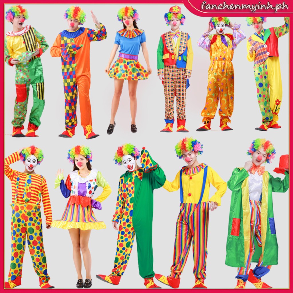 Men's Clown Costume Adult Evil Circus Cosplay Scary Men Bloody Killer