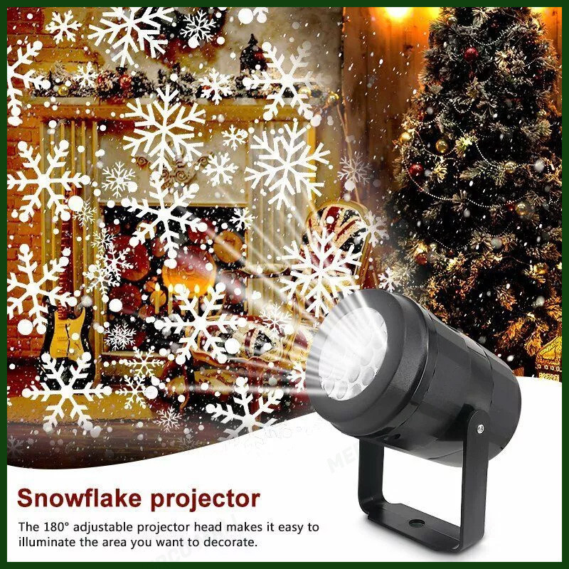 Snowflake Projection Lamp Christmas Projector Garden Christmas ...