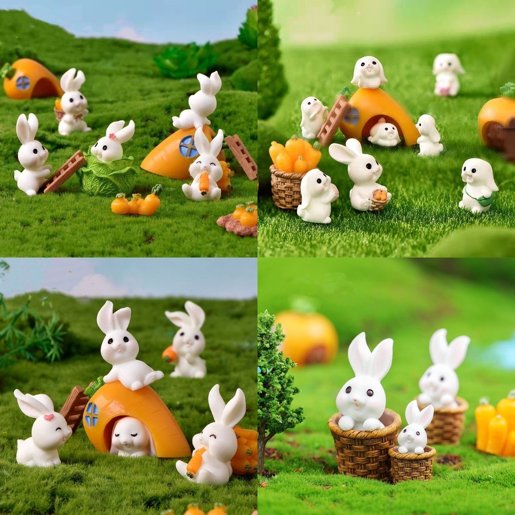 Cute Animals Little Rabbits Moss Micro Landscapes Gardening Decorations ...