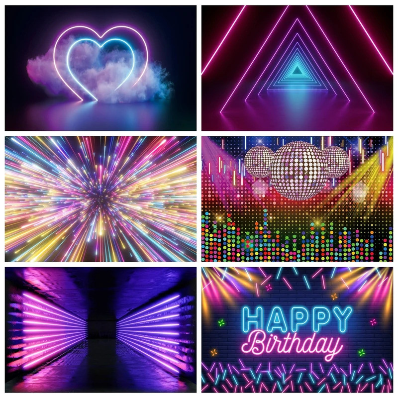 Let's Glow Party Neon Laser Lights Backdrop Stage Party Disco Dancing ...