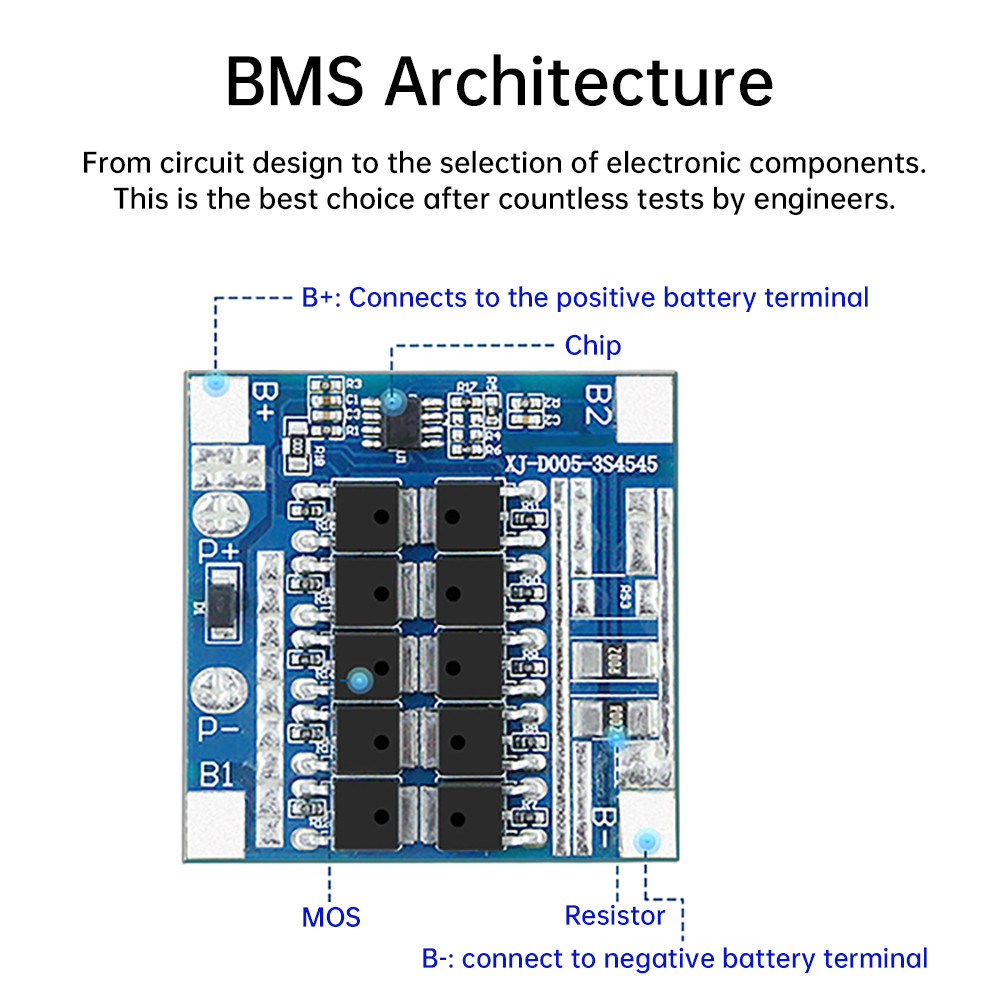 Pcbfun 3S 12V 25A Triple 10MOS Anti-Overcharge & Overflow BMS Li-ion ...