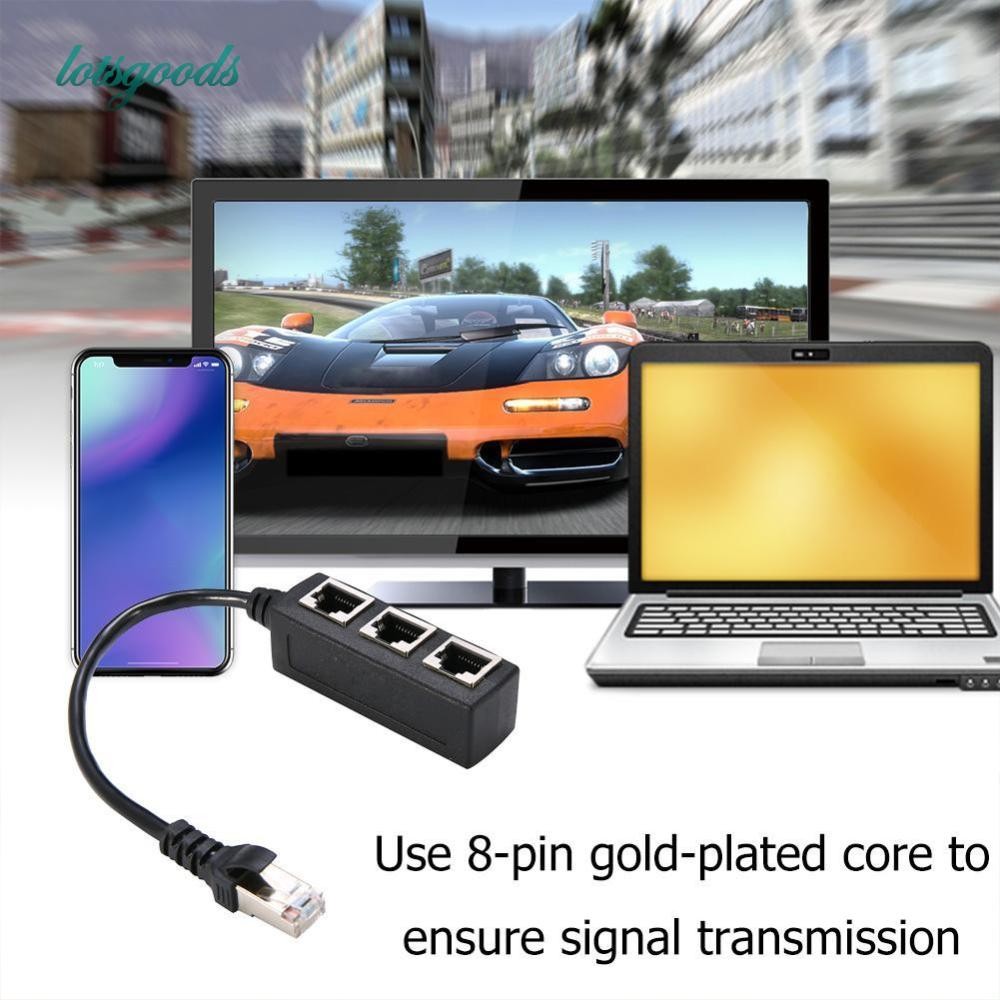 RJ45 Ethernet Cable Splitter 1 Male to 3 Female Port LAN Network ...