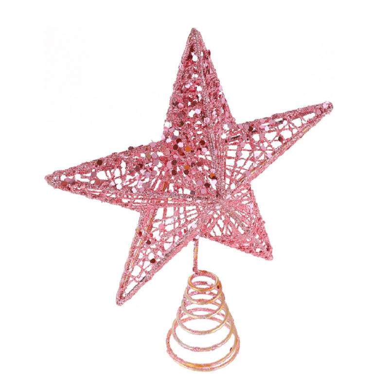 7.8 Inches Christmas Tree Star Topper Pink Xmas Tree Topper Star ...