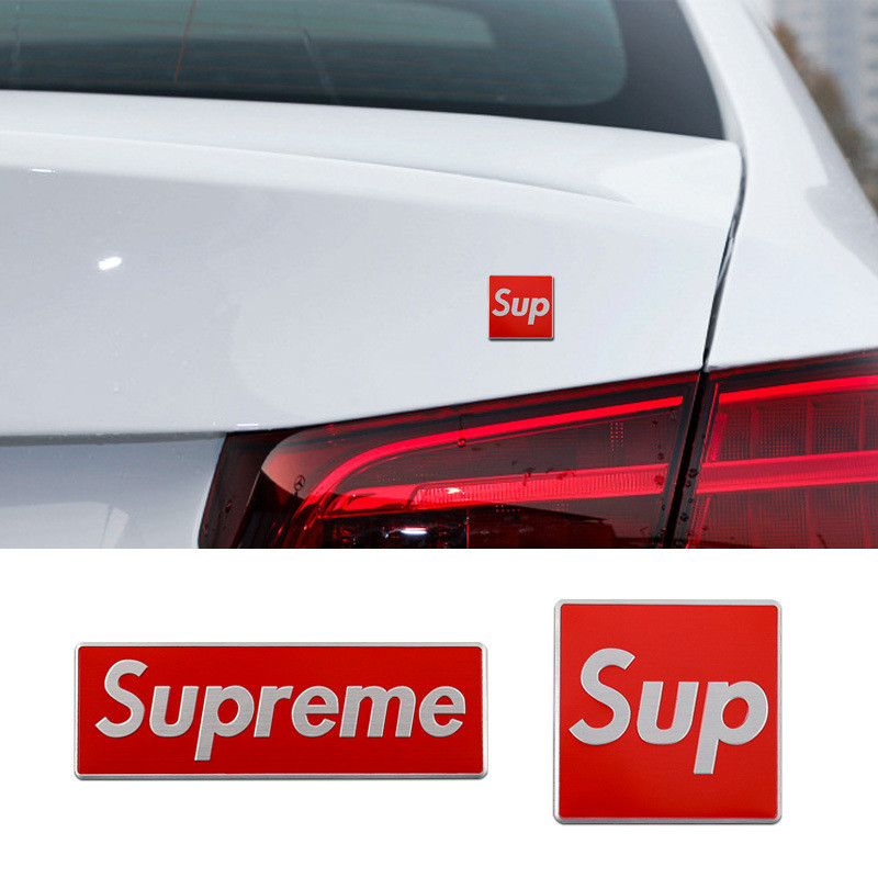Automotive aluminum stickers, metal stickers, trendy labels, supreme ...