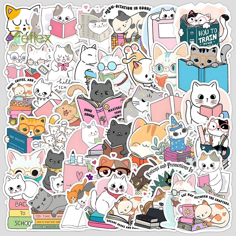 Reflex Arc 50 Cartoon Stickers, Water Bottle Stickers, Cute Wind Cat ...