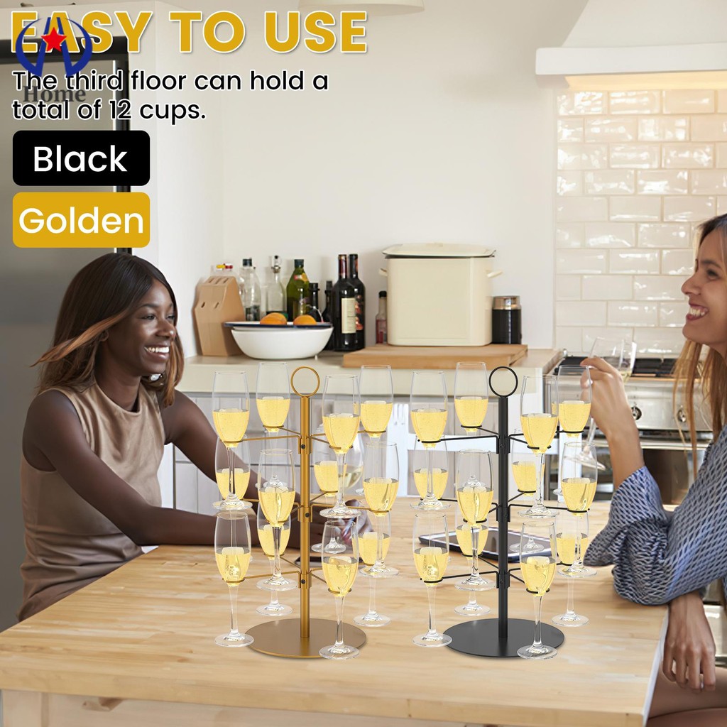 Cocktail Tree Stand 3 Tiers Champagne Display Stand 12 Holders Wine ...