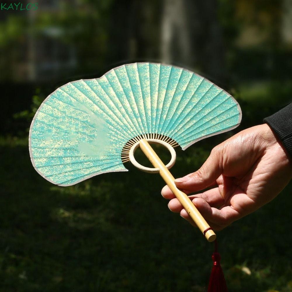 KAYLOS Ginkgo Round Fan, Exquisite Portable Rice Paper Fan, DIY Double ...