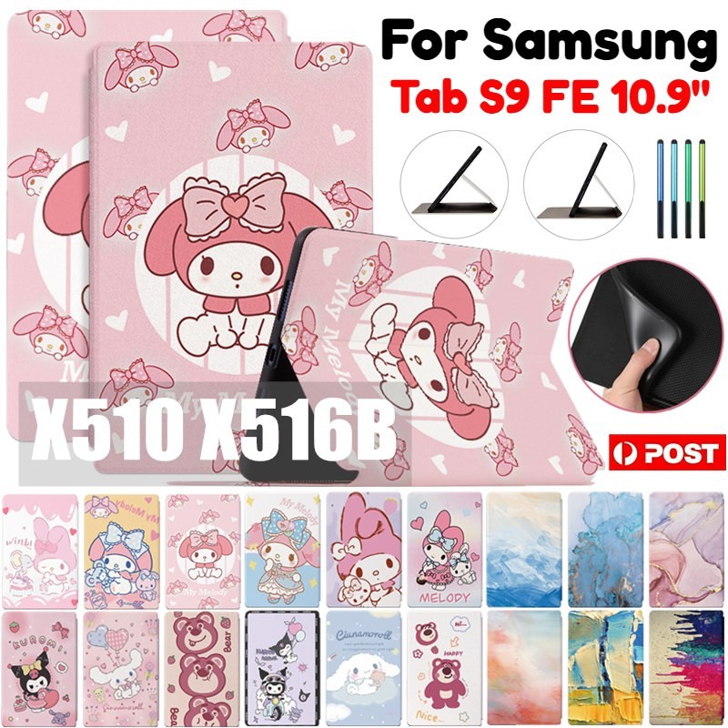Kuromi Labubu My Melody Cartoon Flip Case For Samsung Galaxy Tab S9 FE ...