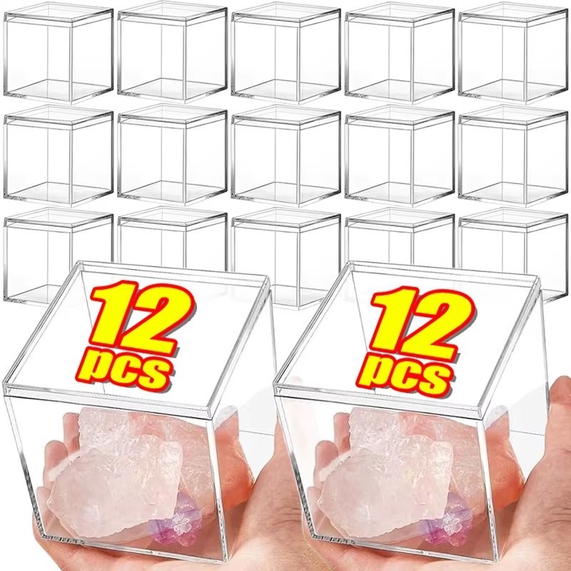 12/6/3Pcs Transparent Square Candy Boxes / Plastic Acrylic Gift Storage ...