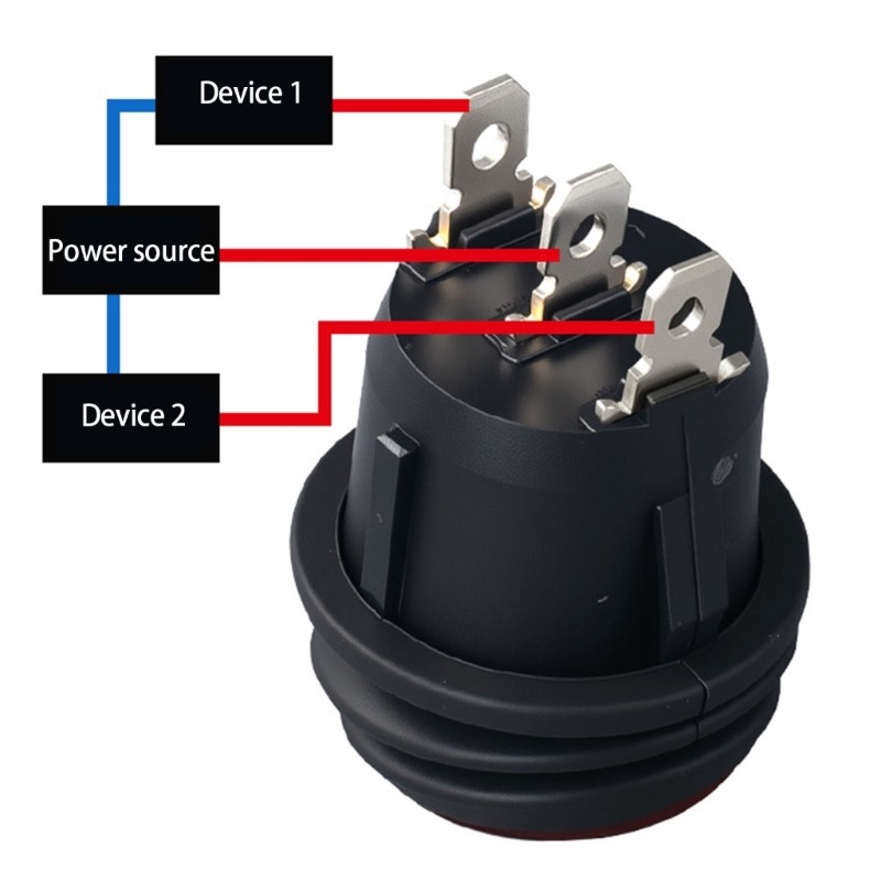 PCF* Waterproof Round Rocker Switches 3 Terminals 3 Setting Light for ...