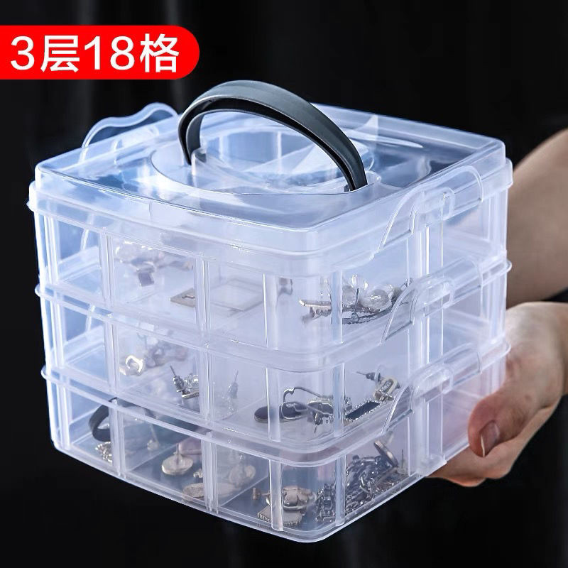 Large Multi-Layer Transparent Storage Box Plastic Compartment Storage ...