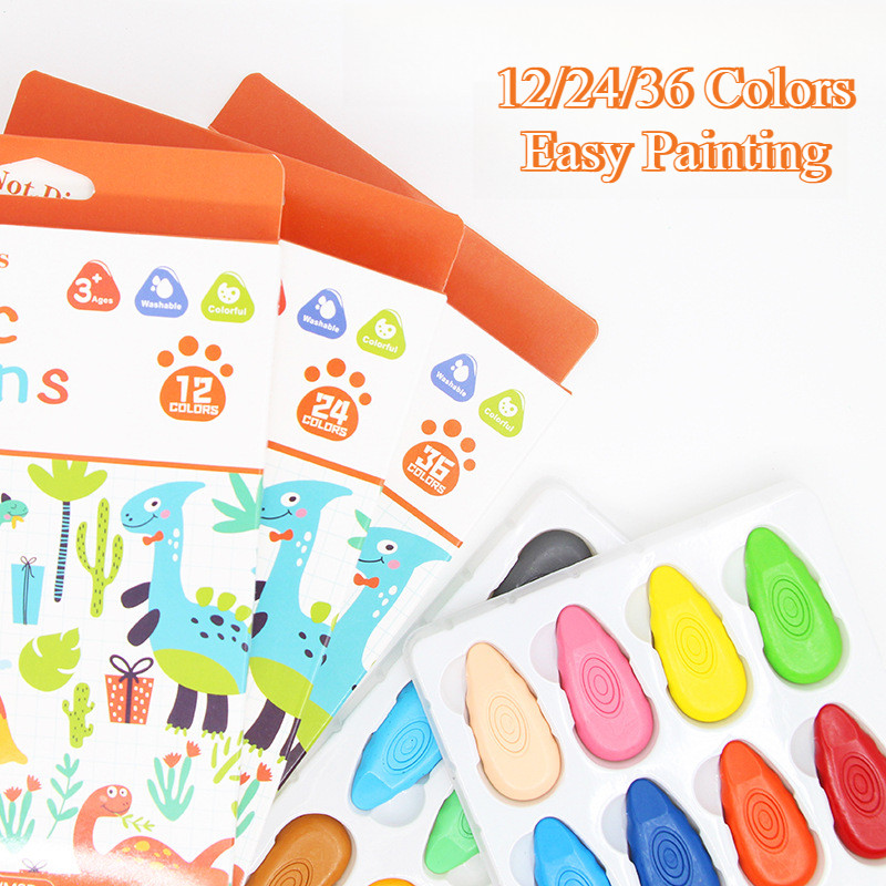 12/24/36Pcs Cute dinosaur Cartoon Patterns Water Drop Crayons Set ...