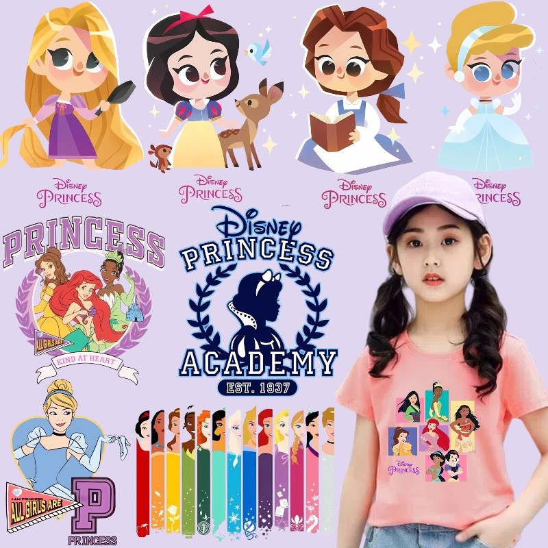 Disney Princess Cute Printed Stickers Heat Transfer DIY Fabric Stickers ...
