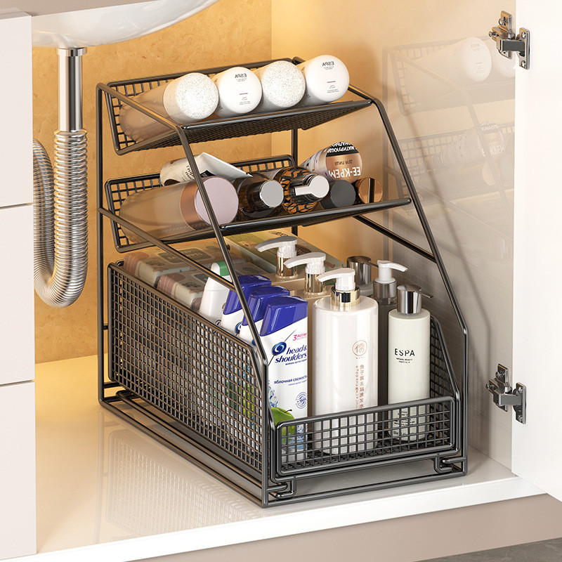 Toilet Sink Rack Bathroom Vanity Lower Cabinet Pull-out Basket Cabinet ...