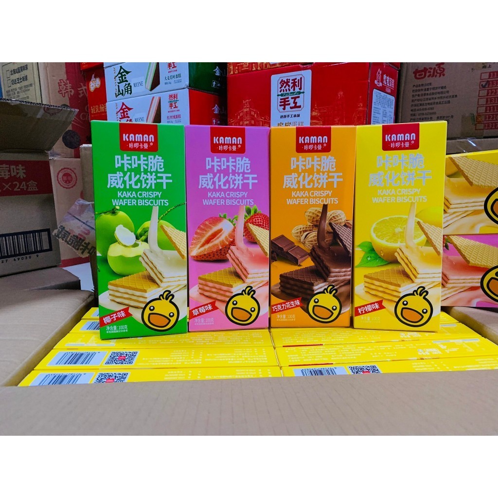 KAMAN Crispy Wafers With Filling Size 100 Grams 1 Box Contains 3 Packs ...